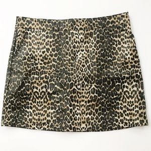 Leopard Print Mini Skirt Animal Faux Leather